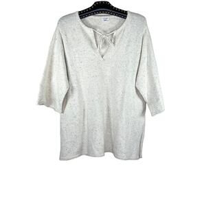 J. Jill Pure Jill Tie Neck 3/4 Sleeve Sweater Large Wool Blend